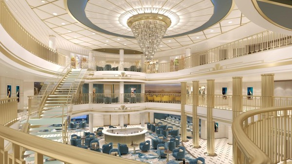 Photo shows the interior of China's first homegrown large cruise ship Adora Magic City. (Photo from the official website of Shanghai Waigaoqiao Shipbuilding Co., Ltd.)