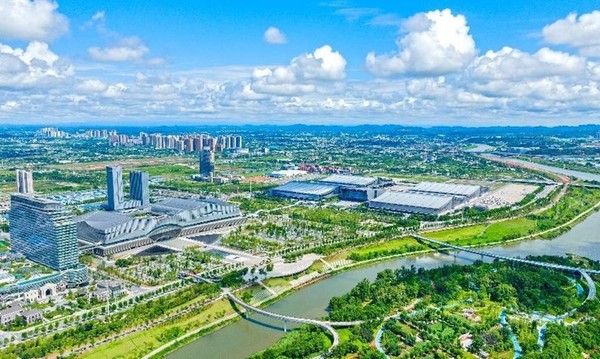 Photo taken on June 26, 2023 shows the International Convention and Exhibition New Town of Changsha, central China's Hunan province. (Photo by Li Jian/People's Daily Online)