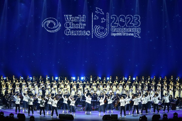 The opening ceremony of the World Choir Games Gangneung 2023, is being held in Gangneung, Gangwon Province, South Korea on July 3.