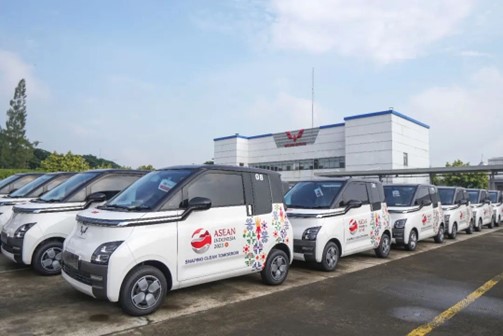 Photo shows Air EV units manufactured by SAIC-GM-Wuling Automobile, which were selected as the Official Car Partner for the 2023 ASEAN Summit. (Photo from the official account of SAIC-GM-Wuling Automobile on WeChat)