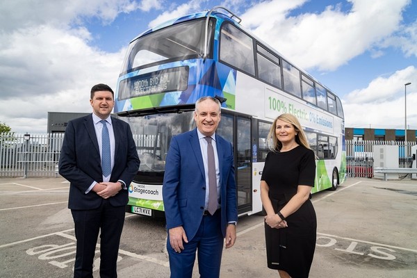 The 1,000th pure electric bus jointly manufactured by Chinese carmaker BYD and its partner Alexander Dennis Limited (ADL), the UK's leading bus and coach manufacturer, is delivered to UK public transport company Stagecoach, May 27, 2022. (Photo from the official website of BYD)