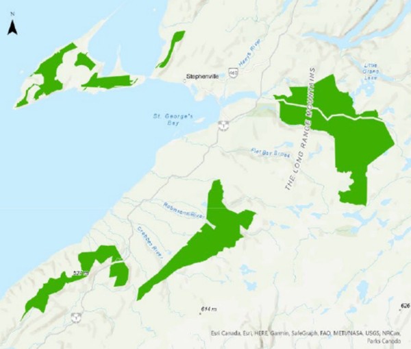 The Canadian green hydrogen project, known as“Nujio’qonik,” where SK Ecoplant plays an integral role has secured approval from the Canadian state government to use state-owned land for all three project stages. This area has the potential to generate 4 GW of wind power and covers land 1.8 times the size of Seoul. The photo shows a map for the four approved usage sites within the Nujio’qonik project (Source: World Energy GH2)