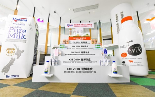 Photo shows an exhibition stand of Theland for the sixth China International Import Expo. (Photo by Zhang Yichen)