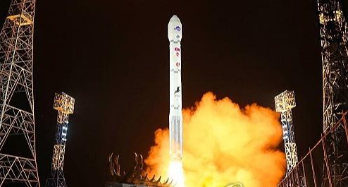 A new type of Chollima-1 rocket carrying a reconnaissance satellite called the Malligyong-1 lifts off from the launching pad at the Sohae satellite launch site in Tongchang-ri in northwestern North Korea on Nov. 21, 2023, in this photo released the next day by the North's official Korean Central News Agency. (For Use Only in the Republic of Korea. No Redistribution) 