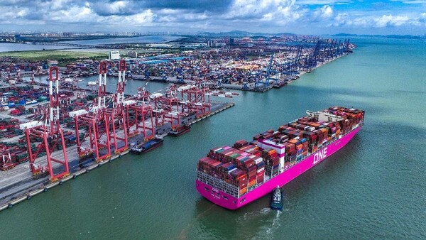 Photo shows a busy container terminal at the Nansha port in Guangzhou, south China's Guangdong province. (Photo by Chen Zhiqiang/People's Daily Online)