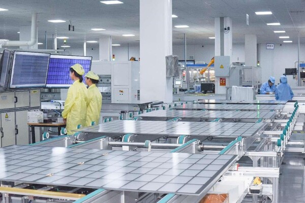 Photovoltaic modules are produced in a workshop of an energy technology company in east China's Zhejiang province. The photovoltaic modules will be exported to more than 40 countries. (Photo by Wu Xiaohong /People's Dialy Online)