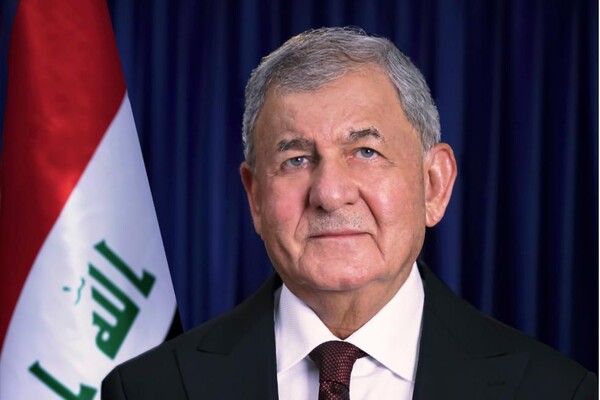 President Abdul Latif Rashid of the Republic of Iraq at the Presidential Office in the Capital City of the country