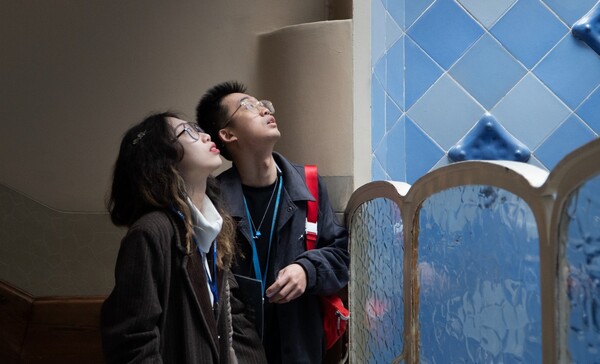 Chinese tourists visit the Casa Batllo designed by Antoni Gaudi in Barcelona, Spain. (Photo by Eric Yangus)