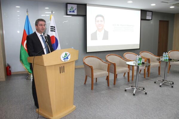 Ambassador of the Republic of Azerbaijan, H.E. Ramin Hasanov held a speech