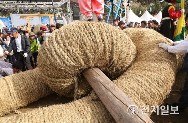The Gijisi Tug-of-War Festival Committee has already completed the production of an extremely long and large rope 
