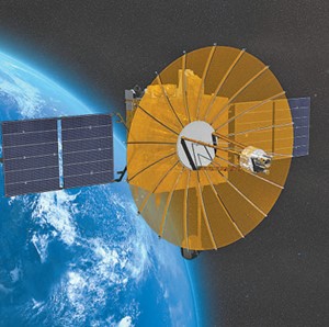 Photo shows an illustrative rendering of China's relay satellite Queqiao-2 for Earth-Moon communications. (Photo courtesy of China National Space Administration)