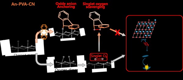 Mechanism of the anthracene-based gel electrolyte preventing oxygen-related degradation. (Source: UNIST)